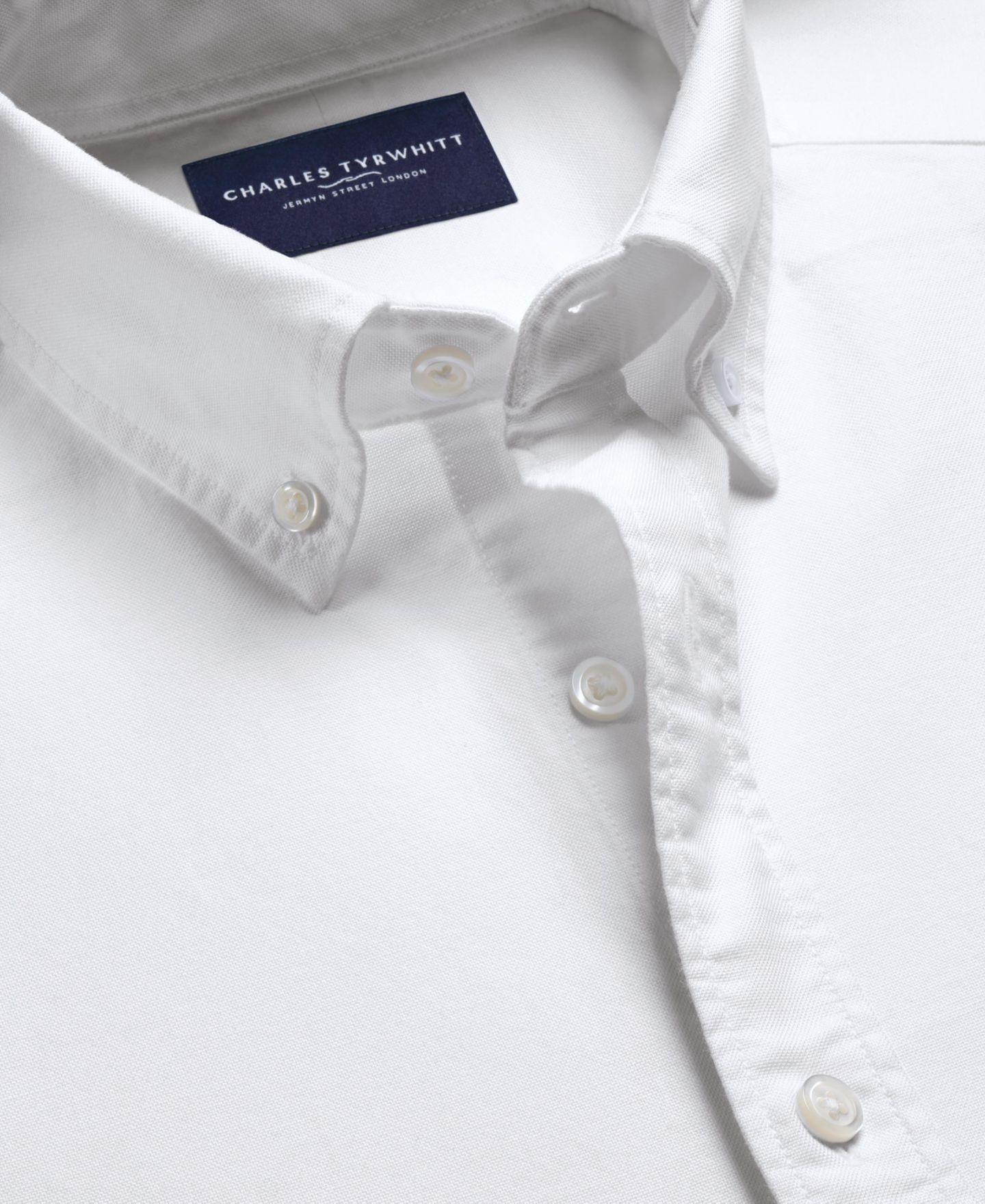 Мужская рубашка Charles Tyrwhitt Slim-Fit Long-Sleeve Cotton, цвет: Белый — фото 5