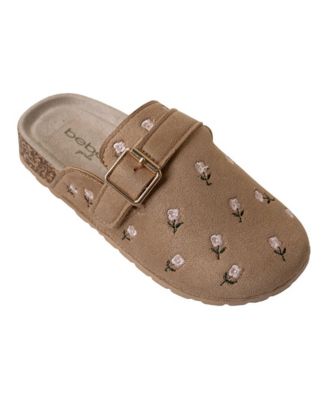 Girls Footbed Sandal with Floral Embroidery