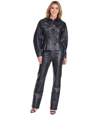 Women's Snake-Print Faux Leather Jacket & Snake-Print Jeans