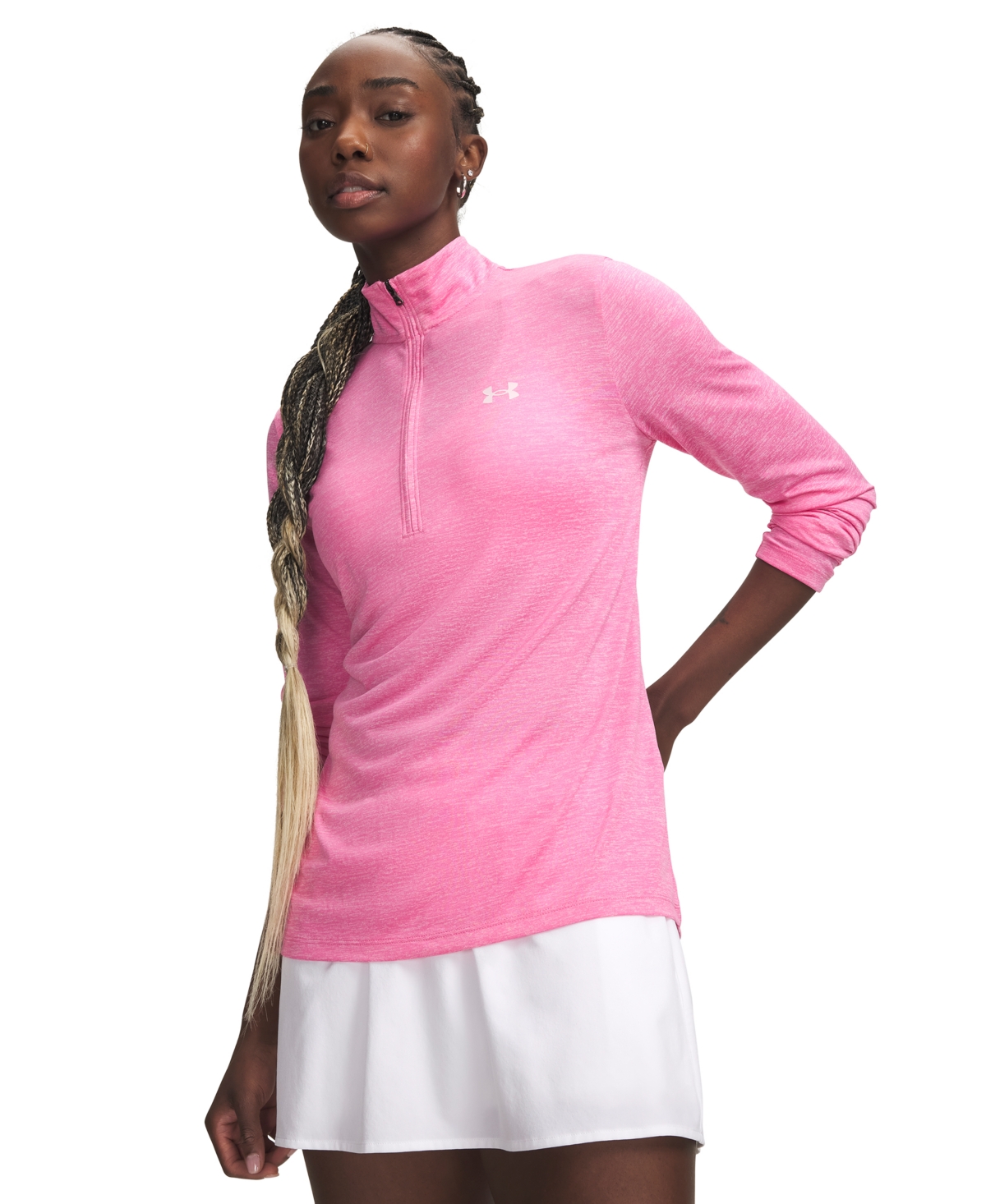 Under Armour Women's Twist Tech Quarter-Zip Logo Top - Pink Frenzy