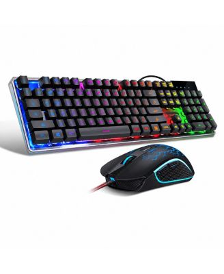 104-Key Gaming Wired RGB Backlit Keyboard and Mouse Combo for PC, MAC, Linux