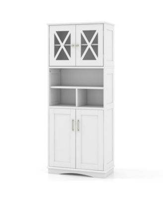 57 Inch Tall Floor Cabinet for Bathroom Linen Storage