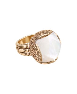 Imitation Pearl Gold-Tone Navajo Statement Ring