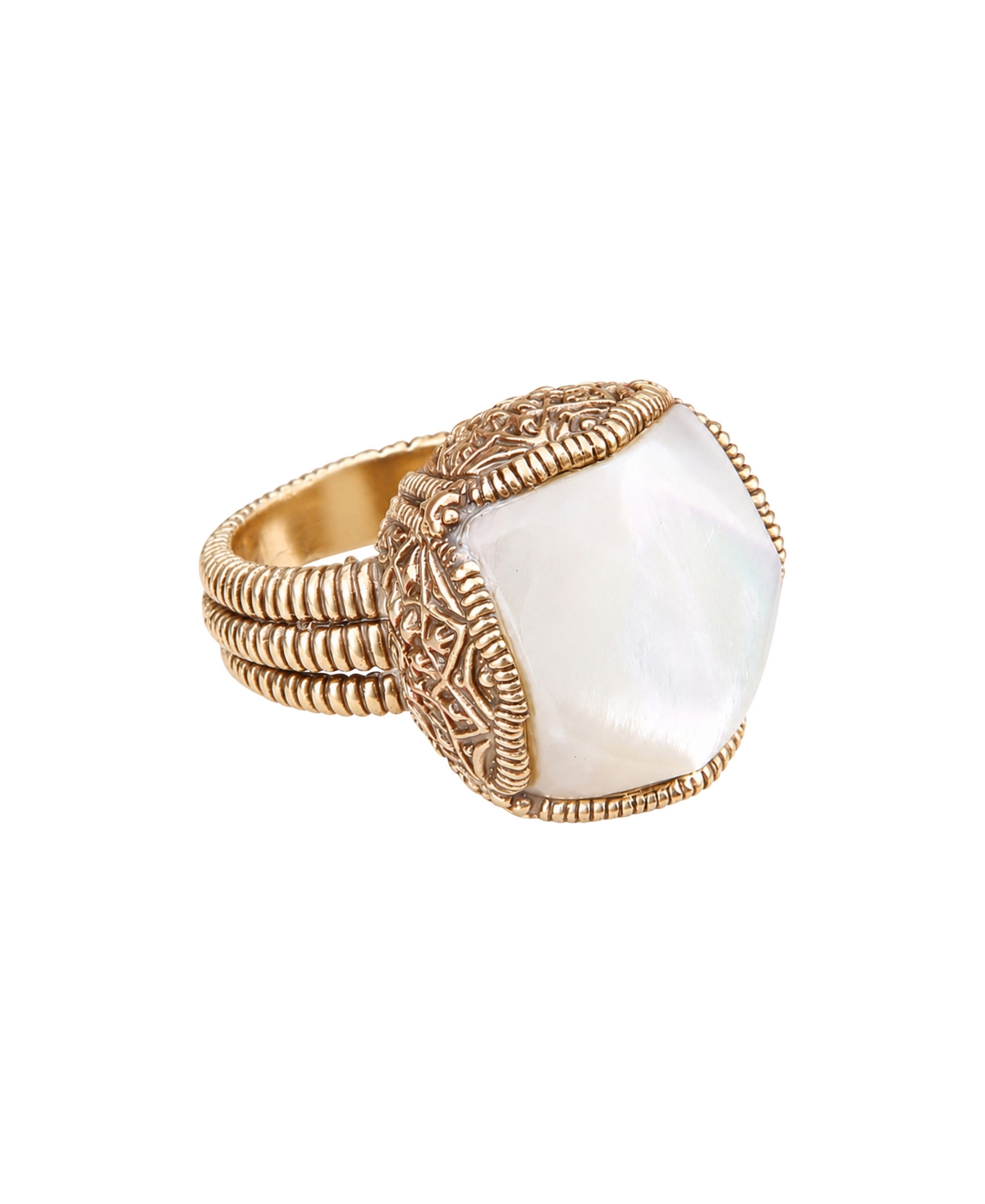 Barse Imitation Pearl Gold-Tone Navajo Statement Ring