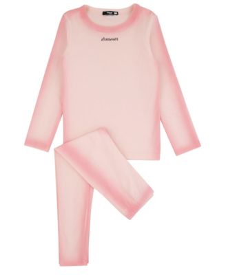 Girls' 4-16 Ombre Sides Long-Sleeve Crewneck Top and Pants, 2-Piece Set