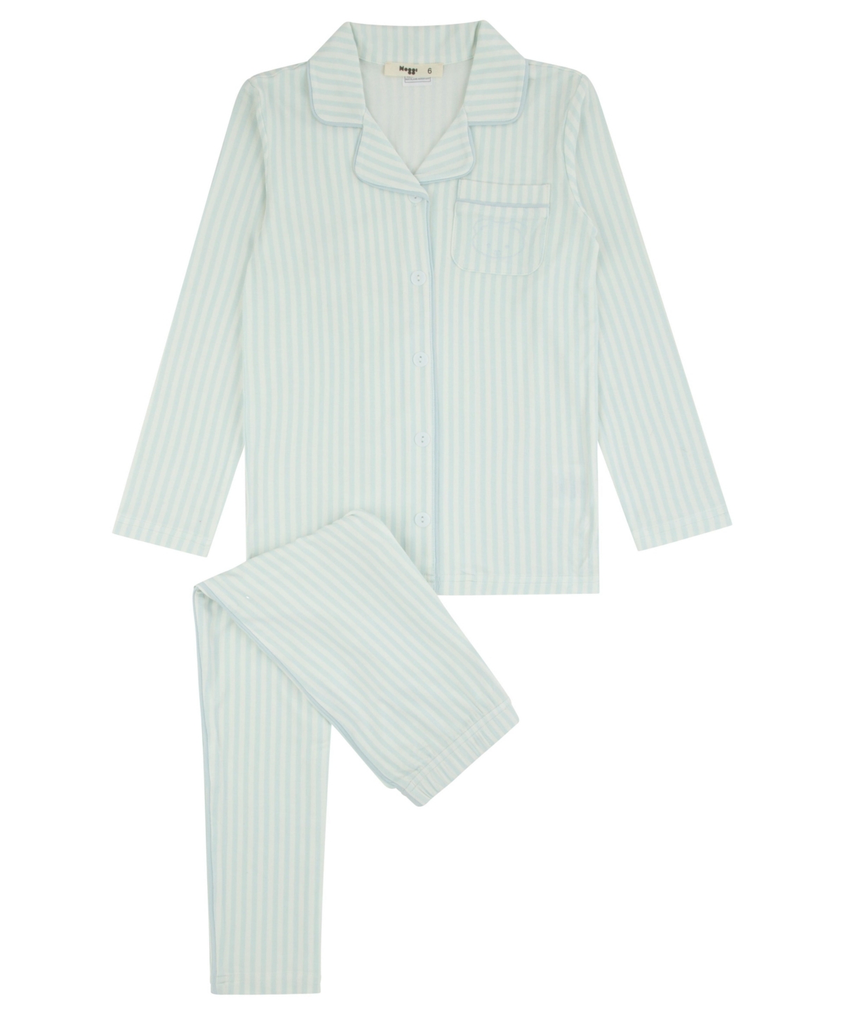NoggiWear Boys' 4-20 Striped Button-Down Long-Sleeve Top and Pants, 2-Piece Set