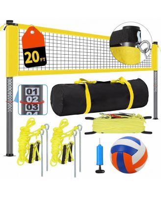 Portable Volleyball Net Set Adjustable Poles Carry Bag For Backyard Beach