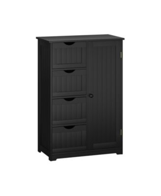 Four Drawer Floor Cabinet Featuring Side Door Compartment