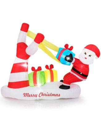 7 FT Christmas Inflatables Santa Decoration with Large Slingshot and LED Lights
