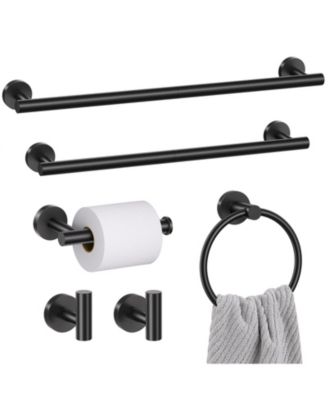 6 Pieces Towel Bar Bathroom Hardware Set Stainless Steel Racks 23.6"