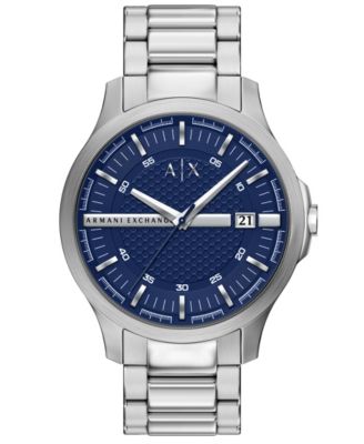 Men's Quartz Three-Hand Date Silver-tone Stainless Steel Watch 46mm