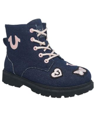 Little Girls Cleo Logo Patch Work Faux Suede Boots