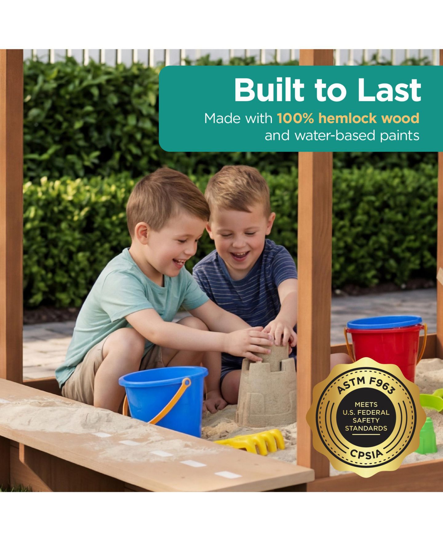 Детская игрушка Best Choice Products Wooden Sandbox 52" x 45", Canopy & Water Table Playset, Fits 4 Kids, Ages 3+, цвет: Бежевый — фото 7