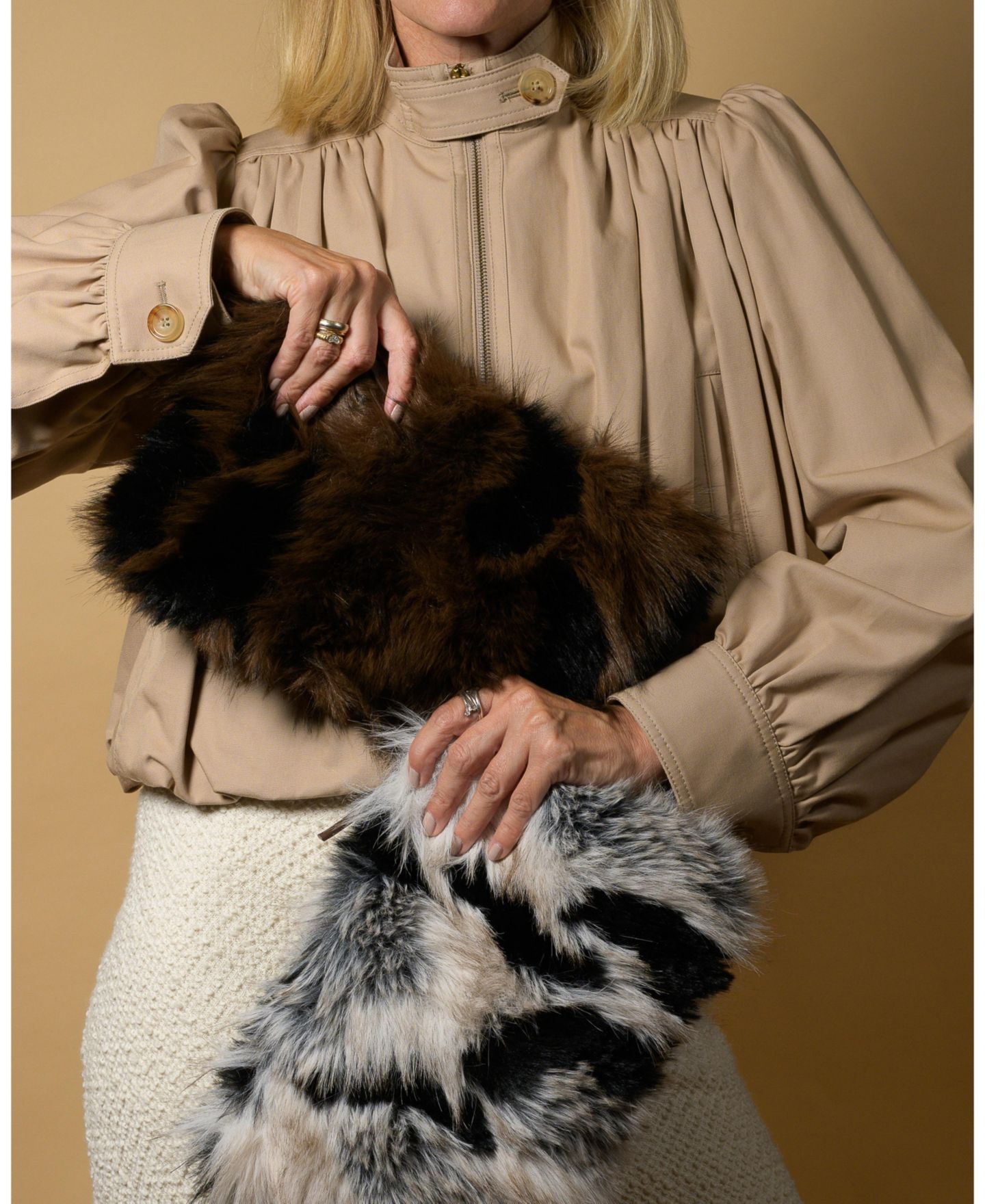 Женский клатч Sunwin Sophia Evening Small Clutch Faux Fur Handbag, цвет: Коричневый — фото 6