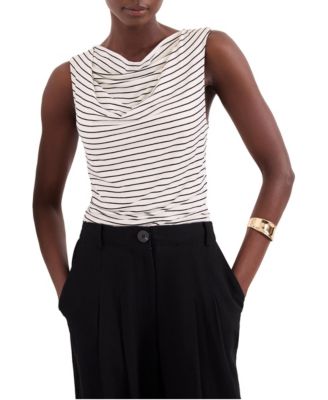 Women's Sleeveless Cowl Neck Striped Tank Top