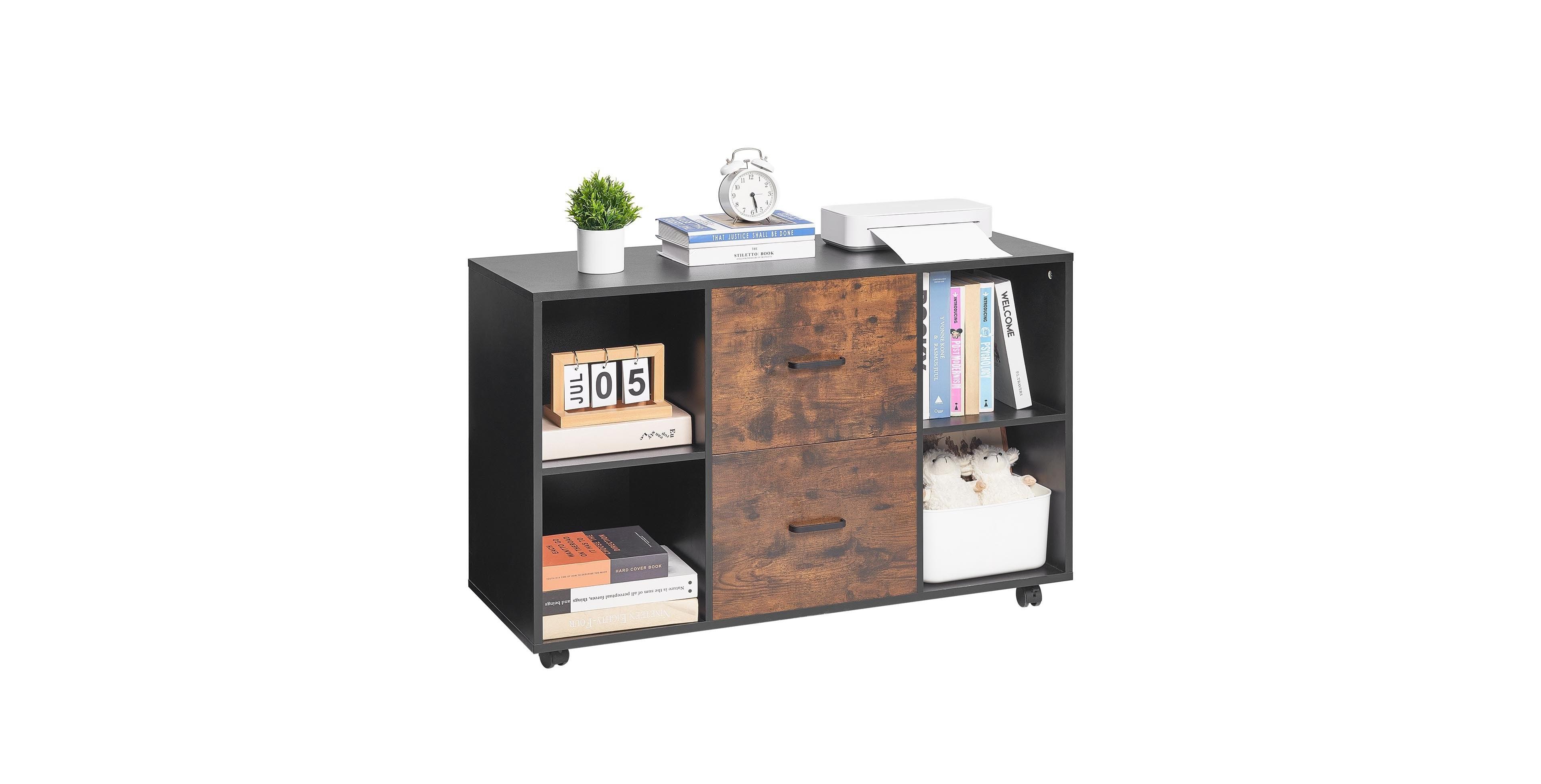 Mecale 2-Drawer Rolling File Cabinet with 4 Shelves and 155 lb Capacity