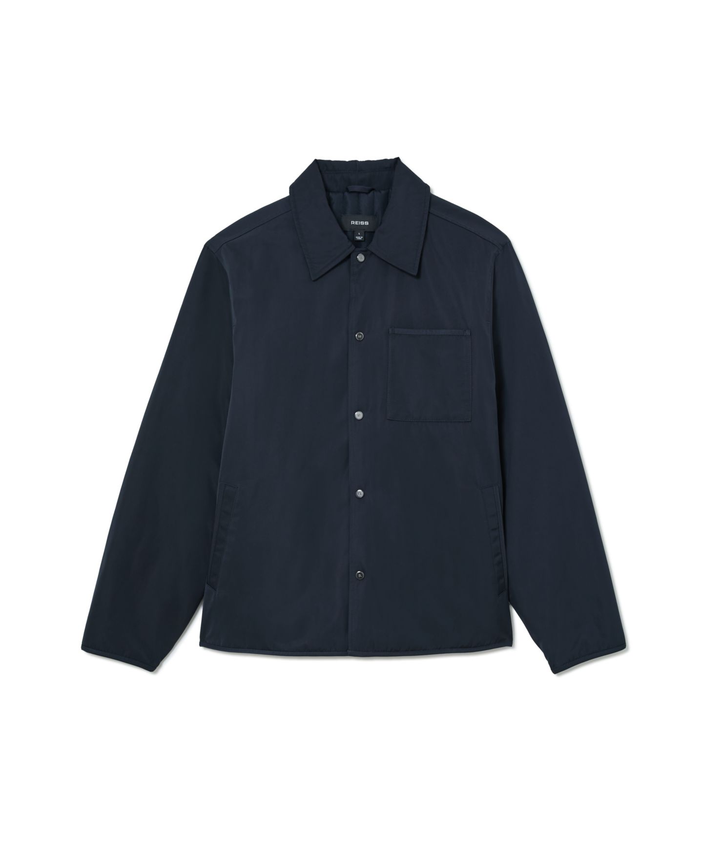 Мужская рубашка REISS Raider Lightly-Padded Patch-Pocket Overshirt, цвет: Тёмно-синий — фото 2