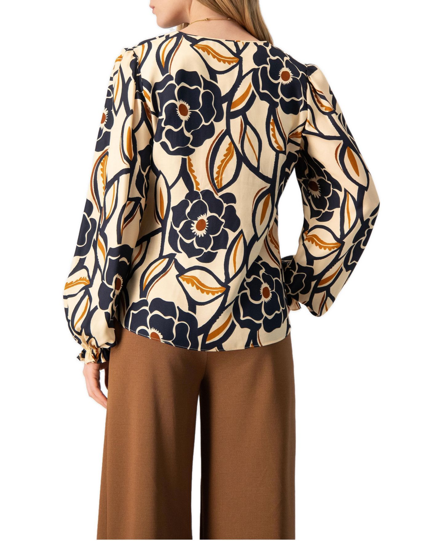 Женская блузка Ivonne Floral-Print Bishop-Sleeve Long-Sleeve, цвет: Слоновая кость — фото 2