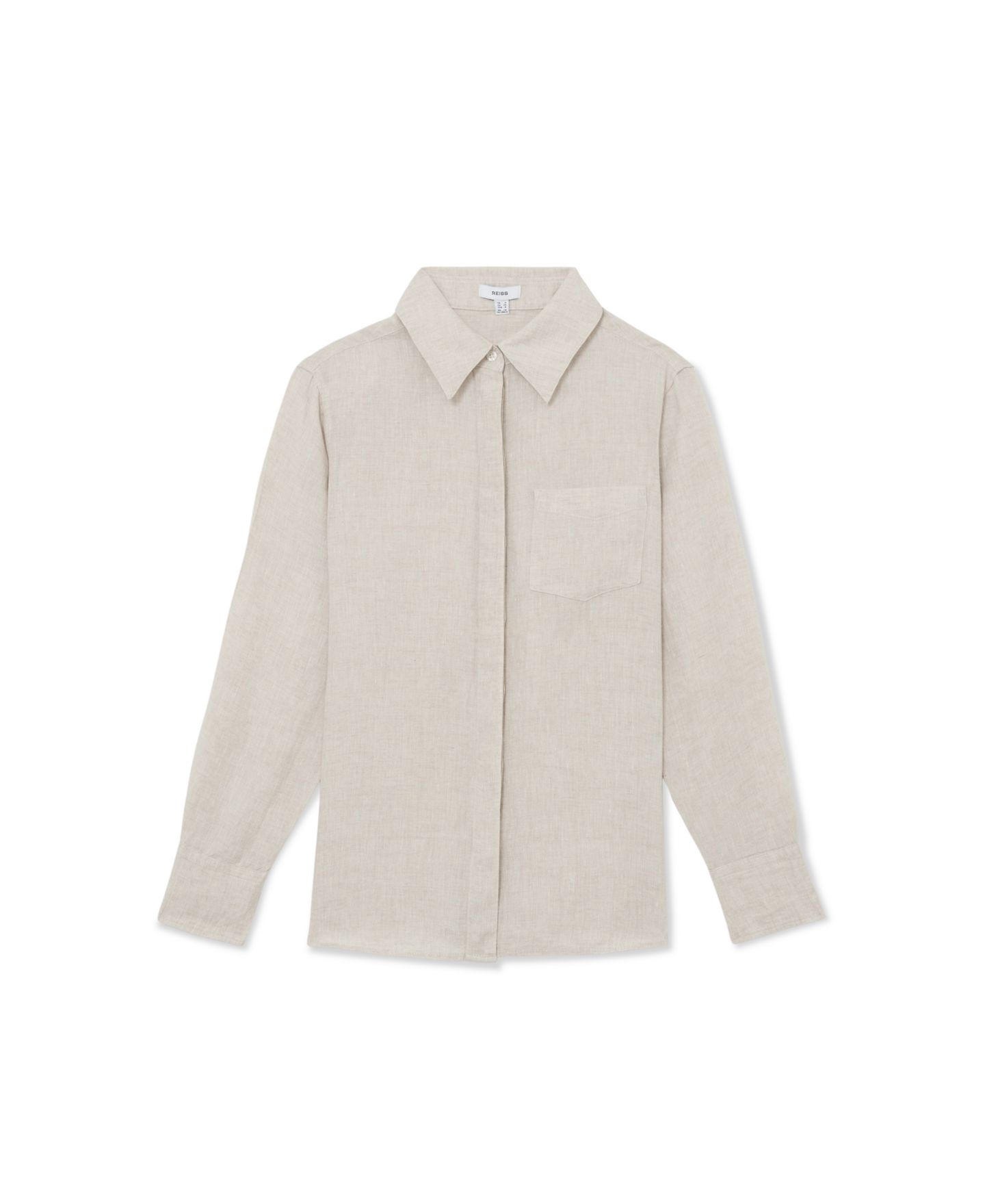 Женская рубашка REISS Belle Linen Long Sleeve, цвет: Бежевый — фото 4