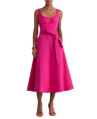 Women's Irina Scoop Neck Cut-Out Back Cotton-Blend Midi Dress