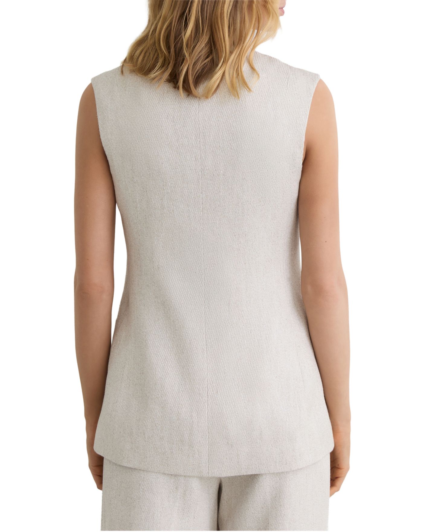 Женский жилет REISS Nolah Sleeveless Long-Line Linen-Blend Crewneck, цвет: Нейтральный — фото 3