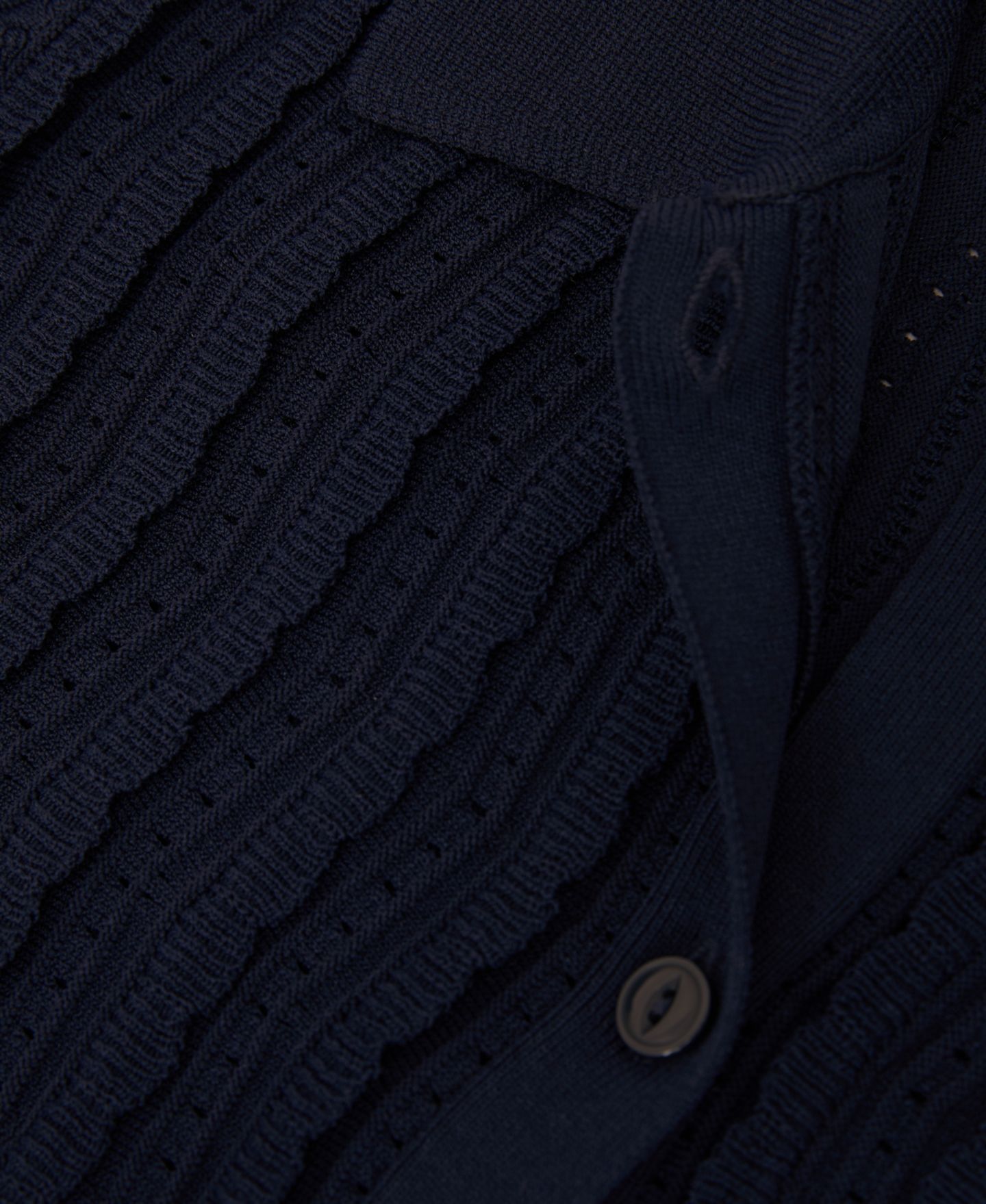 Женское поло REISS Audrey Ribbed Polo, цвет: Тёмно-синий — фото 5