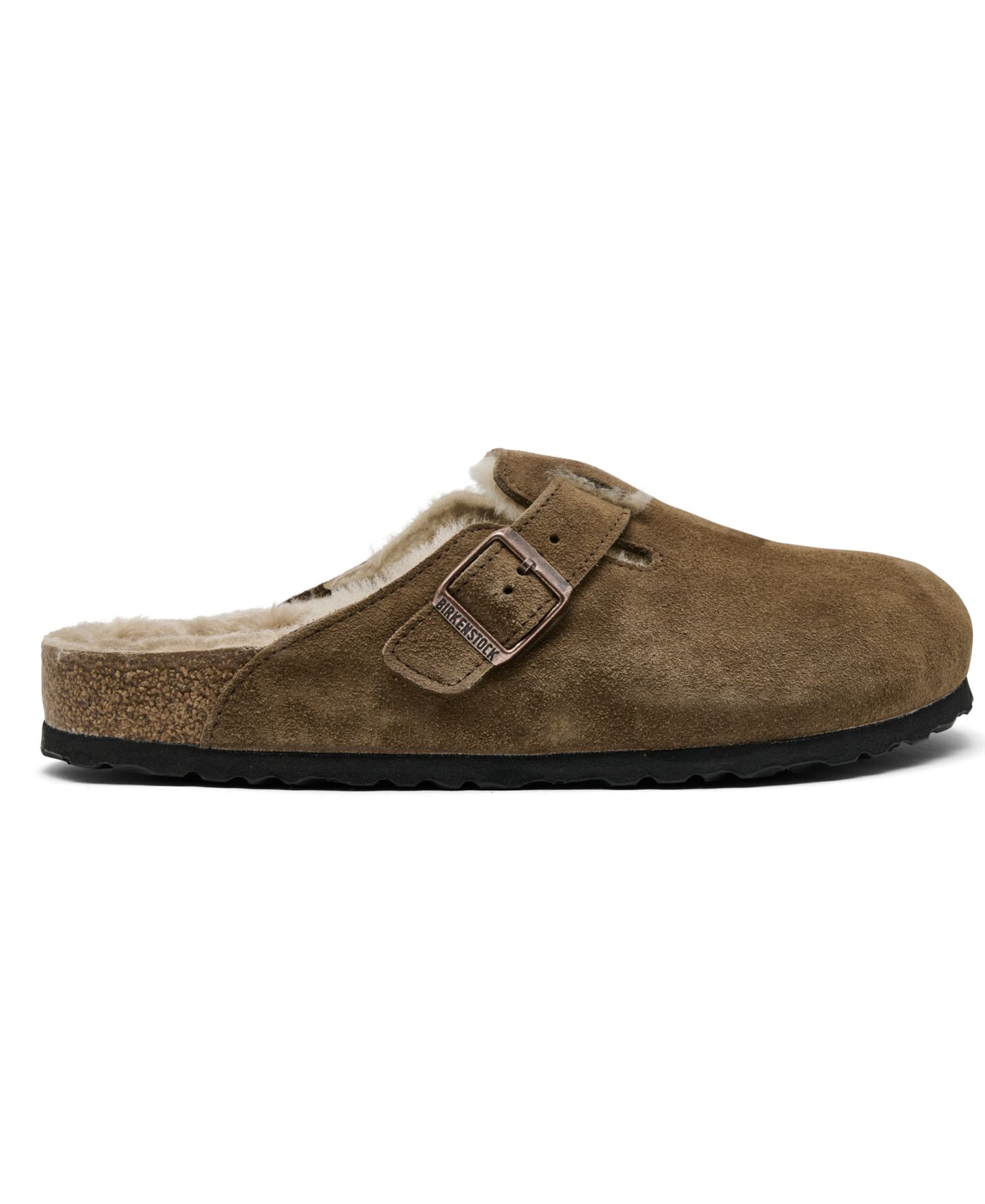 Сабо Birkenstock Boston замшевые с подкладкой из овчины и поддержкой свода стопы, цвет: Тёмный чайный — фото 2
