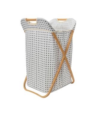 Bamboo X Frame Hamper with Cross Pattern