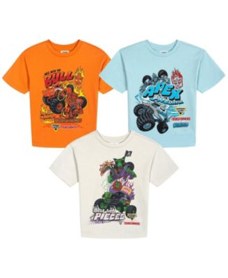 Monster Jam Boys' 3-Pack Short Sleeve Cotton T-Shirts