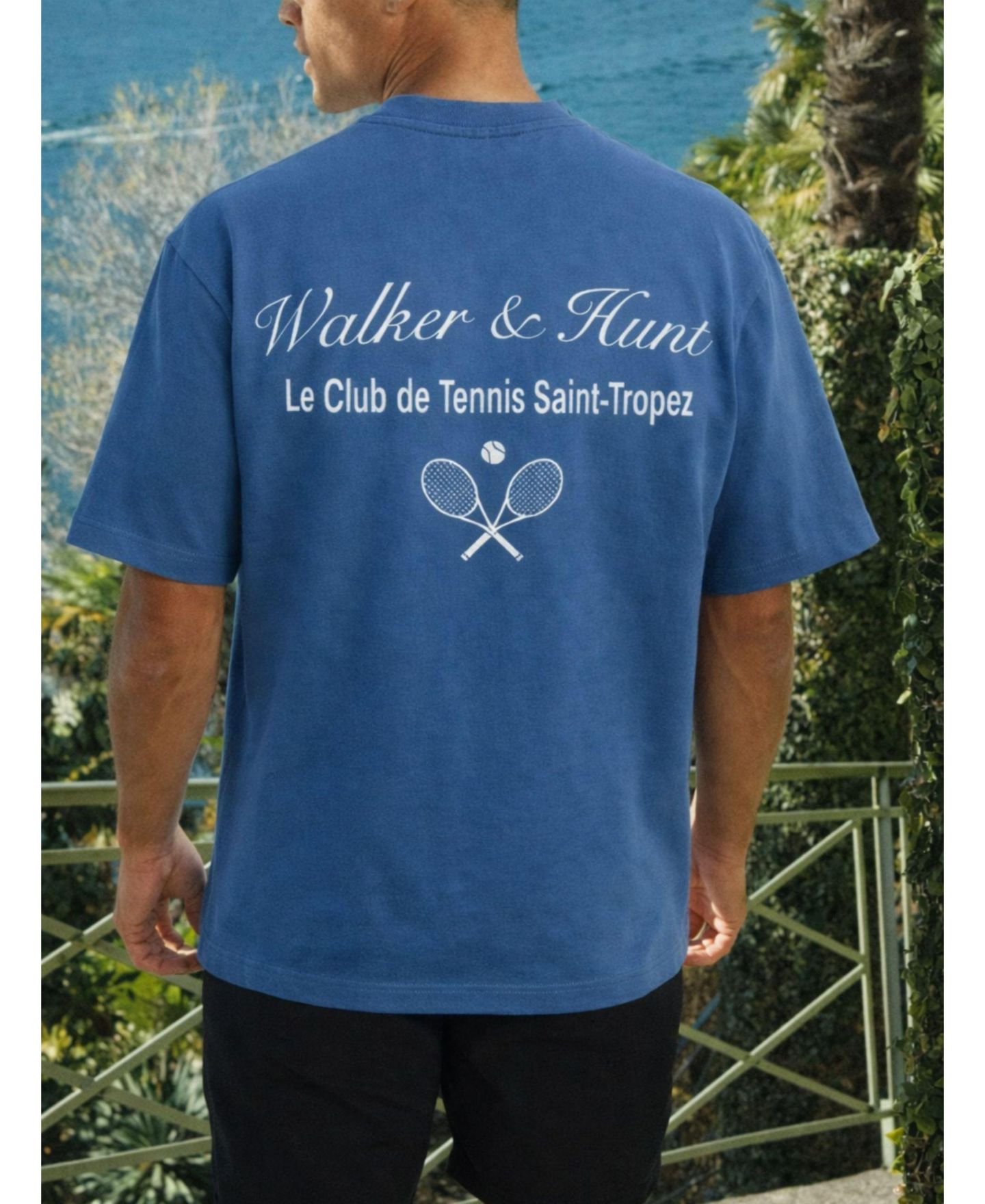 Мужская футболка Walker & Hunt Saint-Tropez Tennis Club Oversized Graphic, цвет: Синий — фото 7