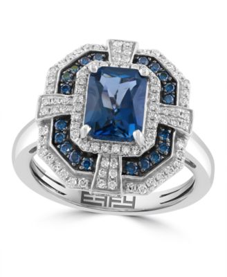 Blue Diamond and London Blue Topaz Ring (1/2 ct. t.w.) in 14k White Gold