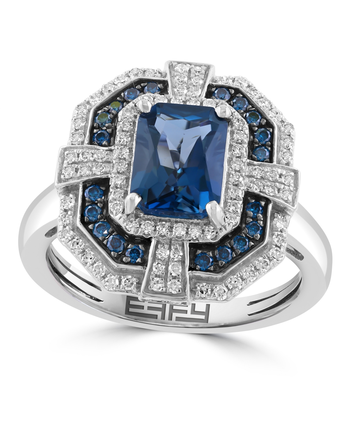 Effy Collection Blue Diamond and London Blue Topaz Ring (1/2 ct. t.w.) in 14k White Gold