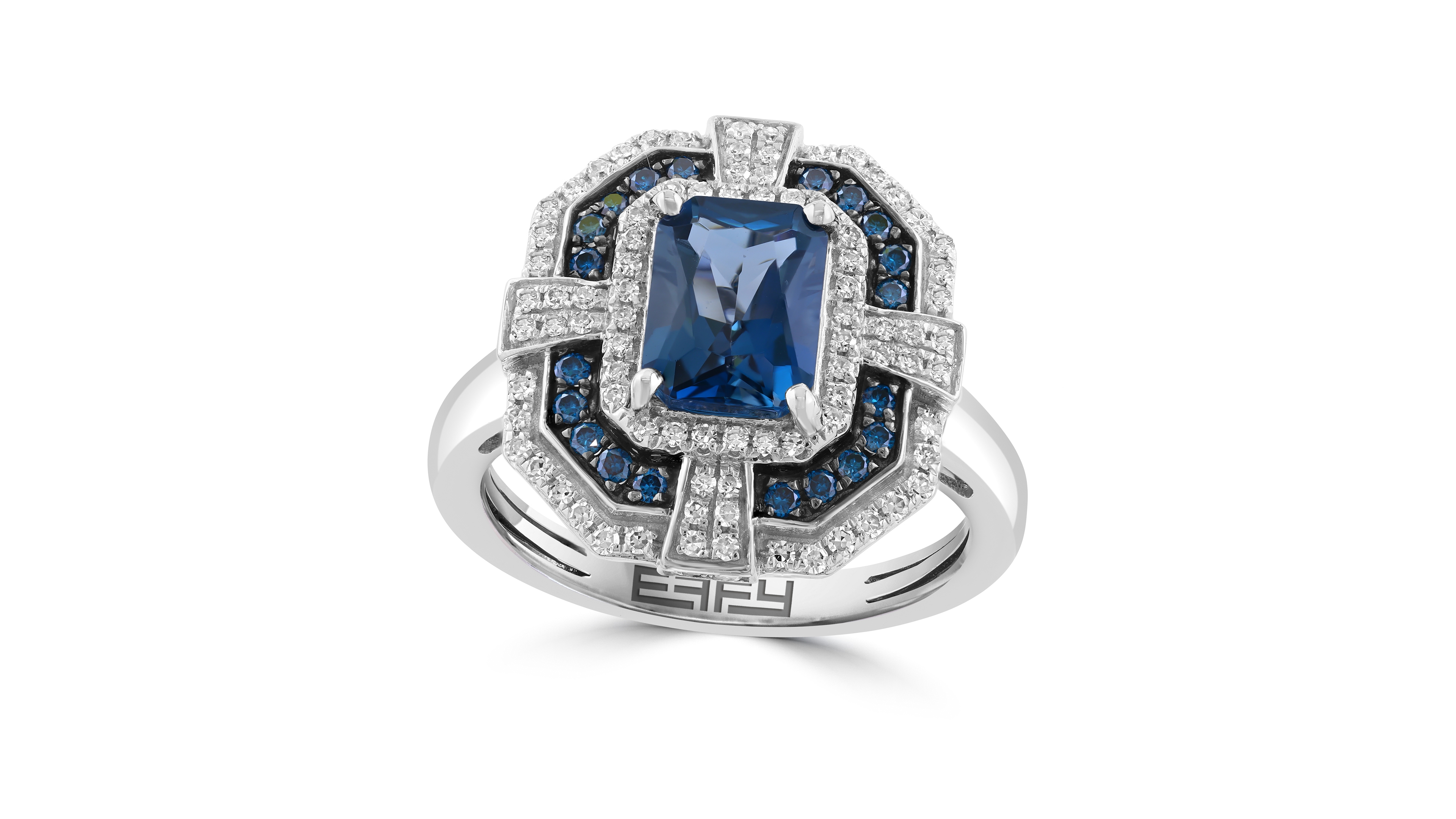 Effy Collection Blue Diamond and London Blue Topaz Ring (1/2 ct. t.w.) in 14k White Gold