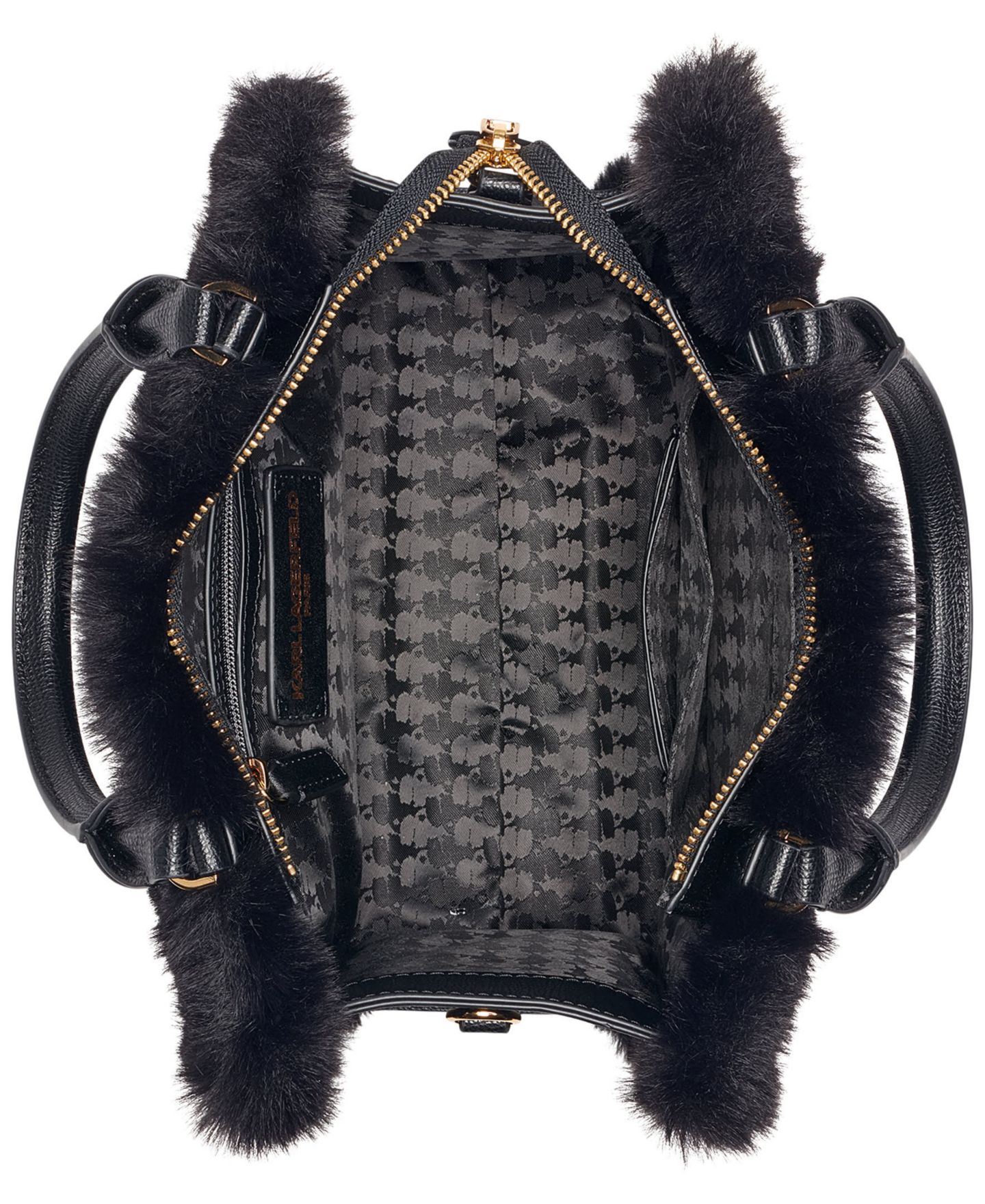 Женская сумка KARL LAGERFELD PARIS Maybelle Small Crossbody Satchel Handbag, цвет: Чёрный / Золотой — фото 4