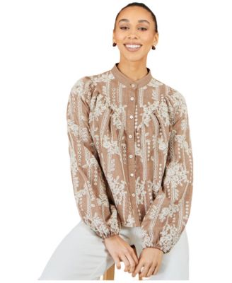 Women's Embroidered Floral Relaxed Shirt