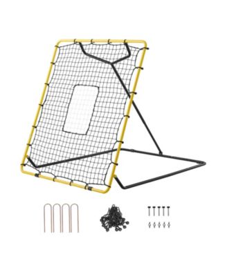 4 x 4.5 ft Baseball Softball Rebounder Net with 4 Adjustable Angles Strike Zone Steel Frame Trainer