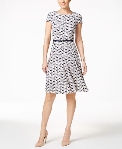 Jessica Howard Printed Belted Fit & Flare Dress