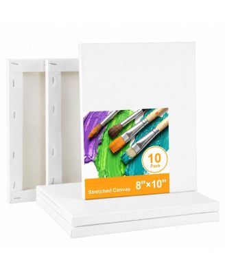 10 Pack Stretched Blank Painting Canvases Pre Primed Acid Free for Art Studio Home