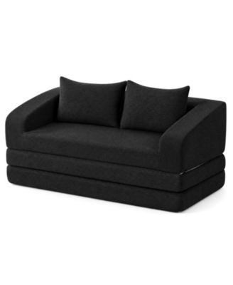 Corduroy Loveseat Sleeper Sofa Bed with Two Back Cushions