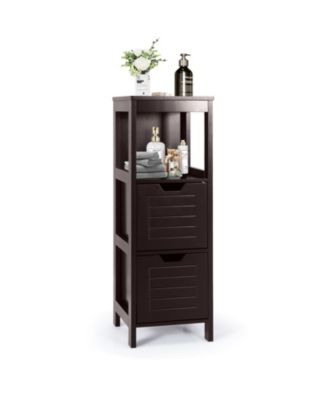 Bathroom Floor Storage Cabinet with 3 Tiers and 2 Drawers
