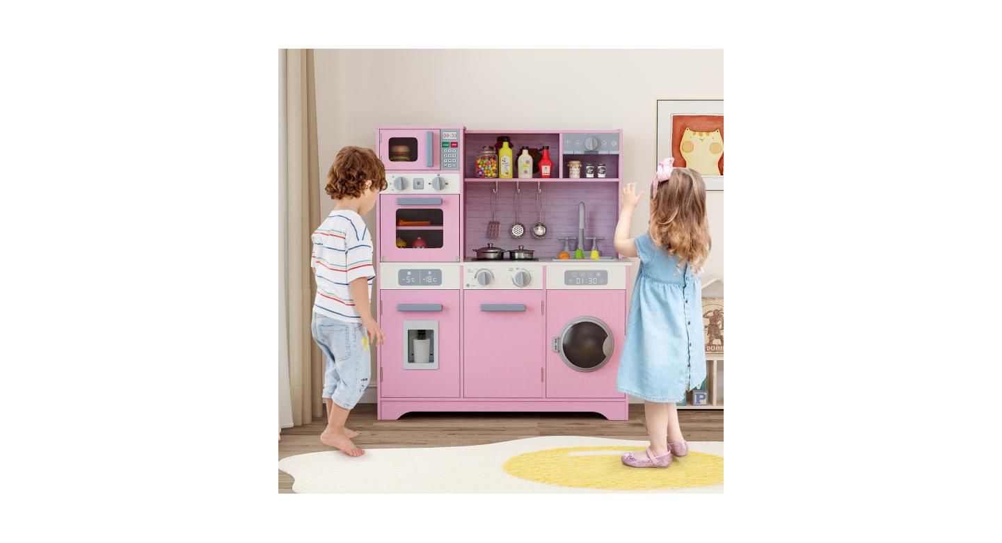 Детские игрушки HONGGE Clicking-Knobs Washing Machine Door Pretend Play Kitchen Set, Ages 3+, цвет: Розовый — фото 7
