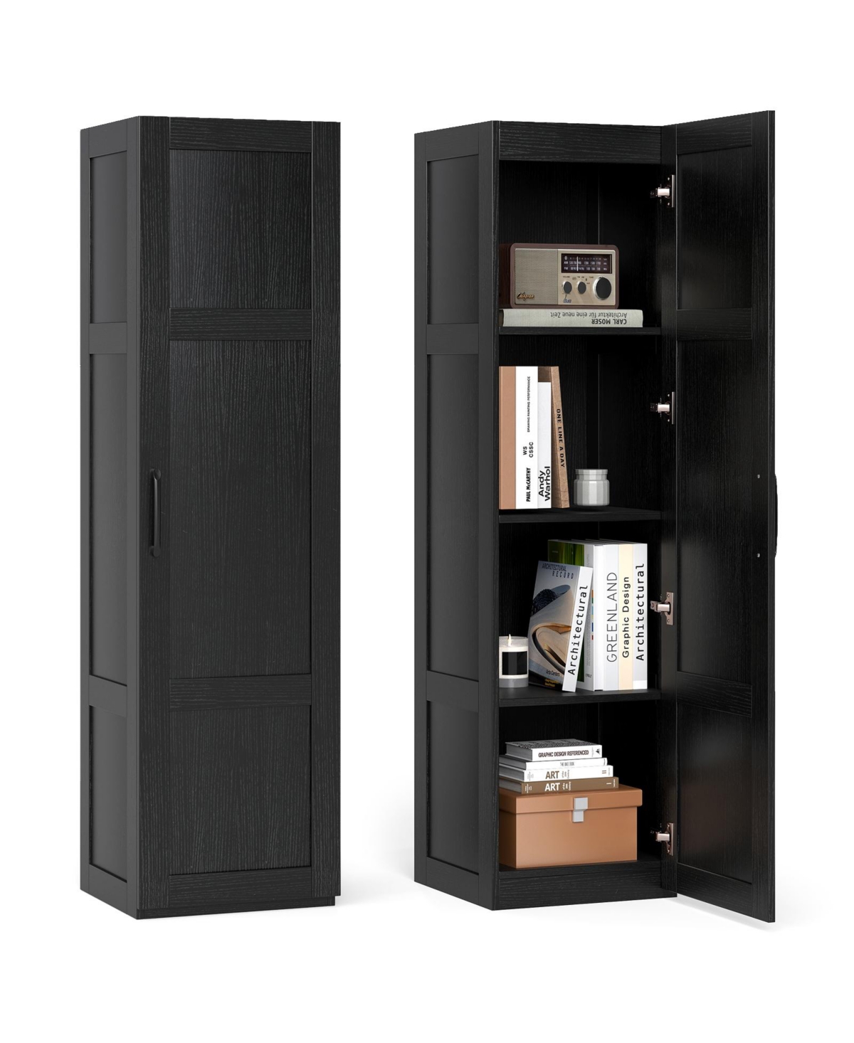 Sugift Tall Storage Cabinet with 4 Storage Shelves for Bathroom Living Room - Black