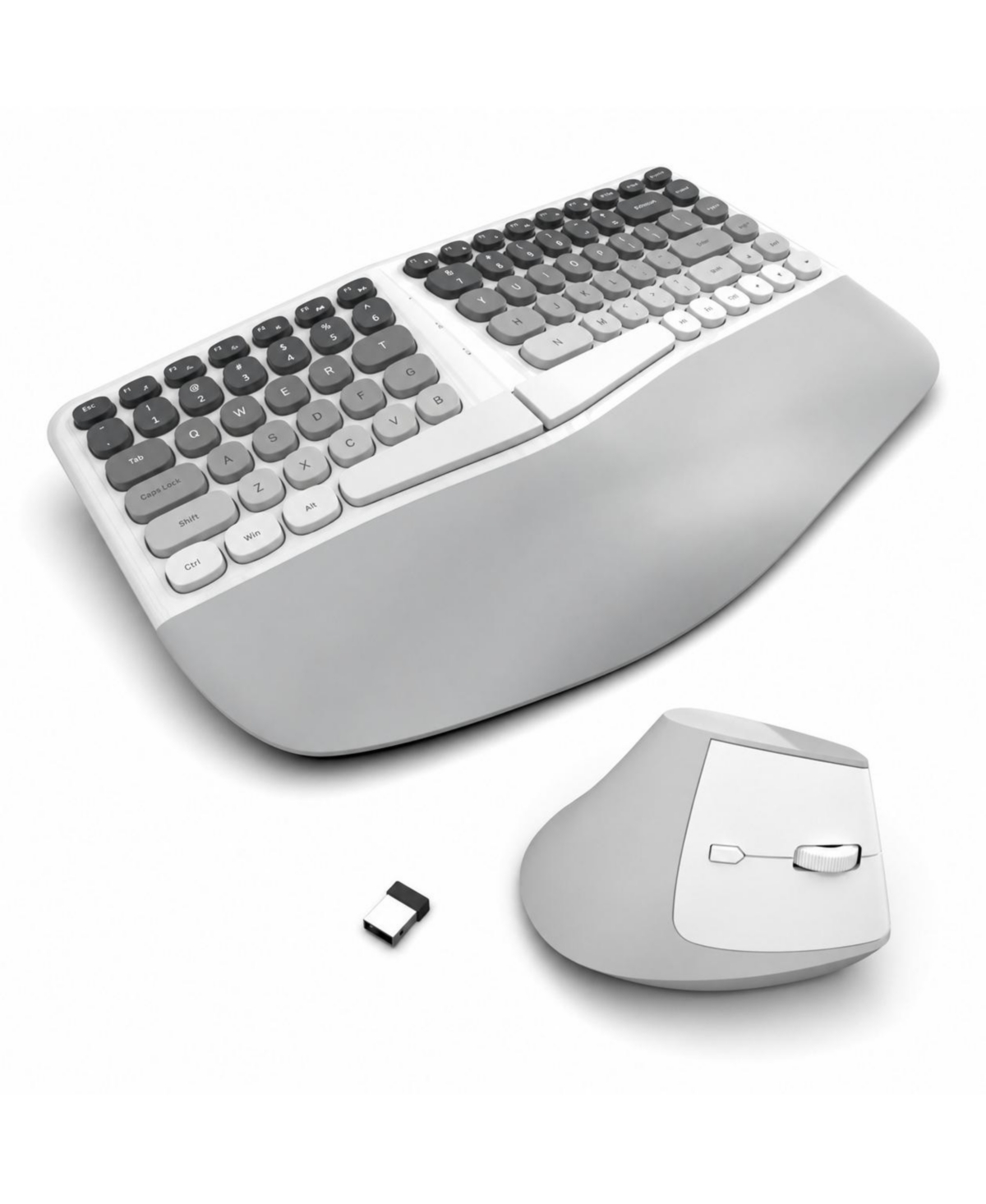 Lofree Ergonomic Wireless Keyboard Mouse Set for Mac and Windows - Gray and white gradient