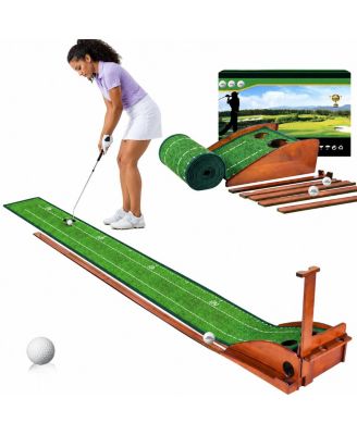 Indoor Outdoor Golf Putting Mat Auto Ball Return Practice Game Gift For Home Office Yard