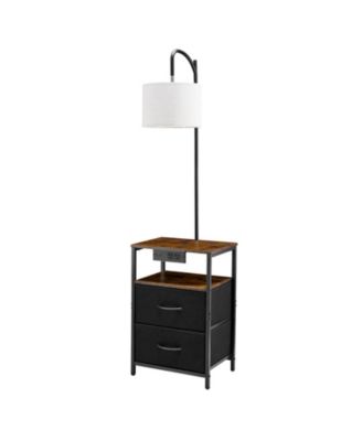 Two-Tier Floor Lamp End Table Featuring Storage Drawers