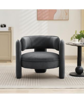 Mid Century Modern Soft Accent Chair, Cushioned Upholstered Barrel Armchair, Cozy Single Sofa for Living Room Bedroom Office Apartment