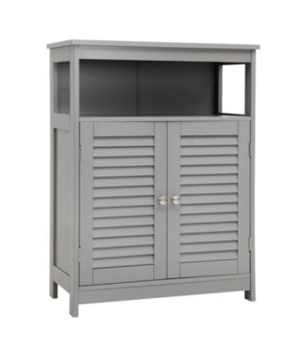 Wood Freestanding Bathroom Storage Cabinet with Double Shutter Door