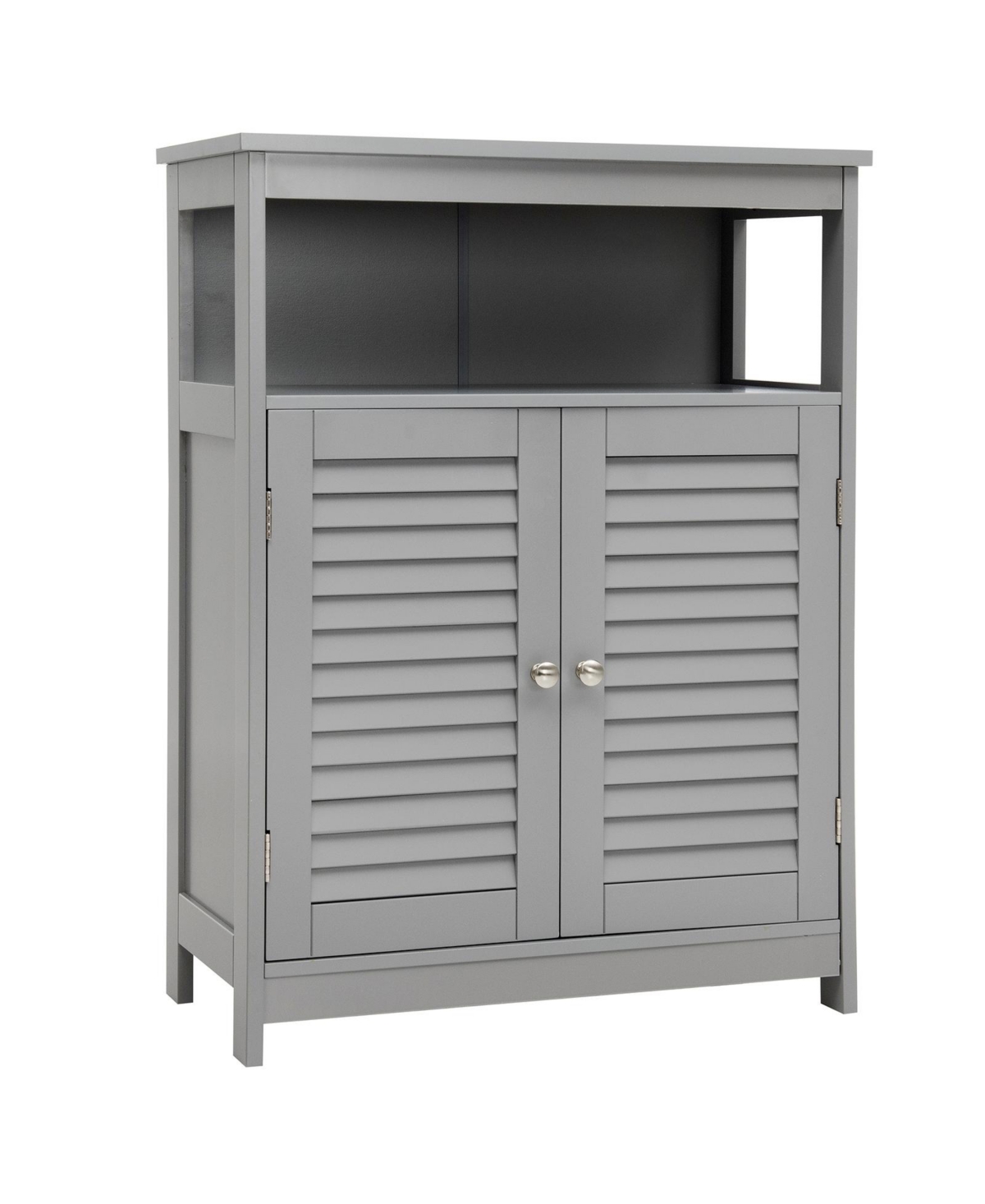 Sugift Wood Freestanding Bathroom Storage Cabinet with Double Shutter Door - Grey