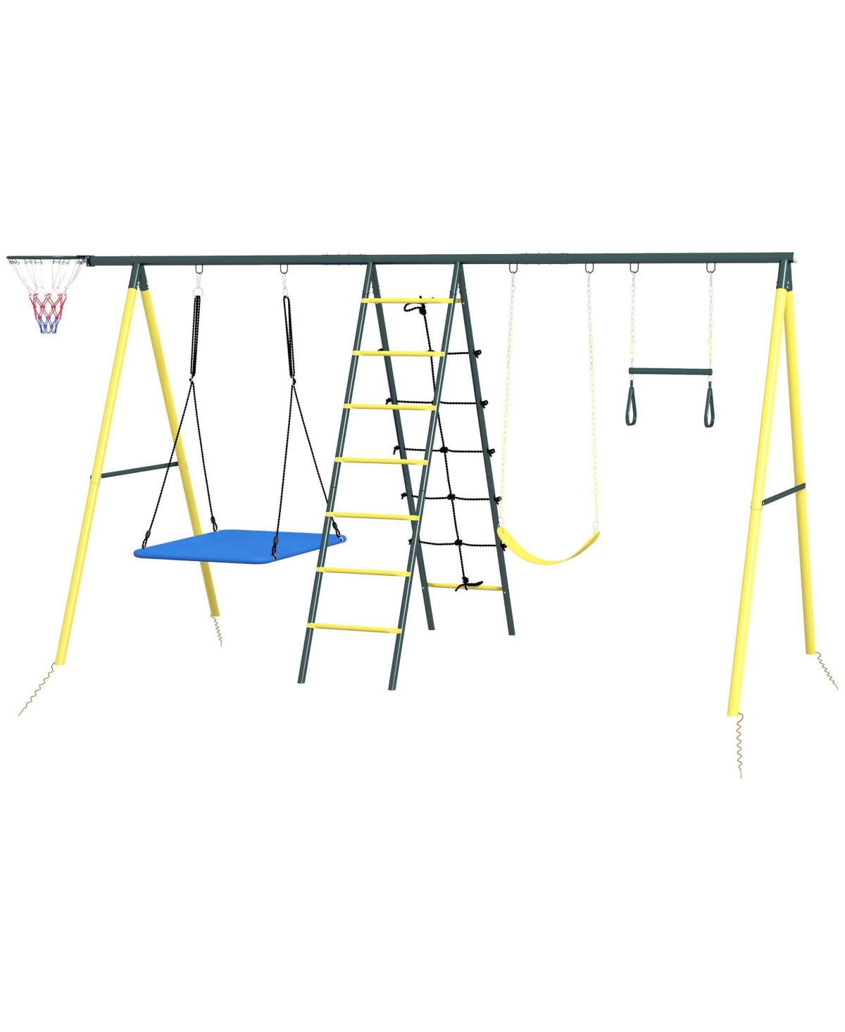 Sevorley Metal Adjustable Swing Set, 440 lb Capacity, Ages 3-8