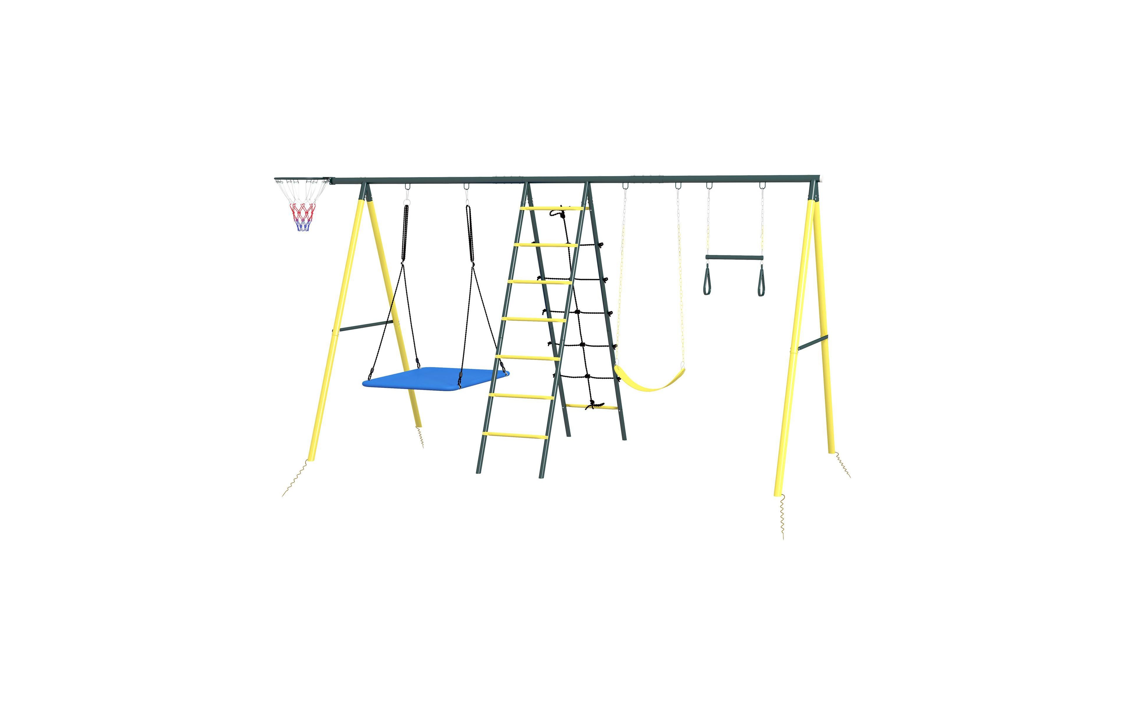 Sevorley Metal Adjustable Swing Set, 440 lb Capacity, Ages 3-8